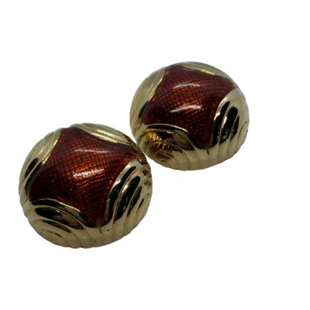 Stunning Chunky Vintage BLANCA Gold Tone Clip On Dome Statement Earrings - Picture 4 of 7